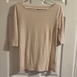 BDG Women's Long Sleeve Crewneck Top in Light Beige